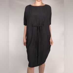 COS | Dresses | Cos Navy Blue Bowdetail Linen Vneck Sleeveless Midi Dress  Size 2 Nwt | Poshmark